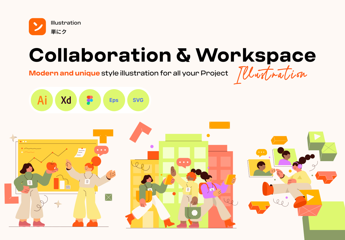 Collaboration & Workspace illustration - Uncategorized design asset by ui8