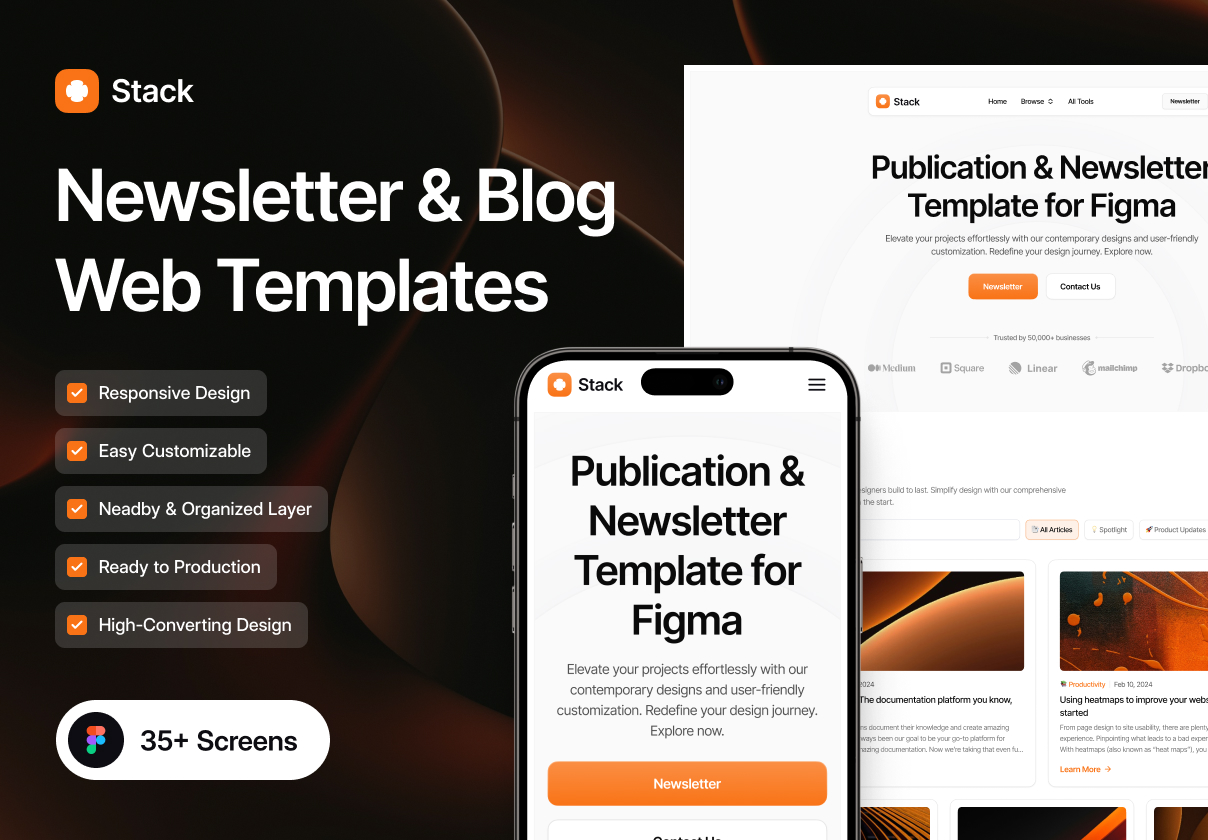 Stack - Newsletter & Blog Web Templates - Blog design asset by ui8