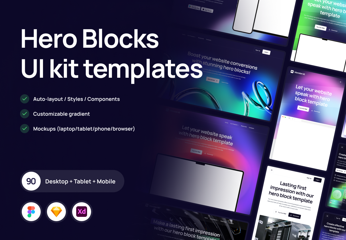 Hero UI kit template - Uncategorized design asset by ui8