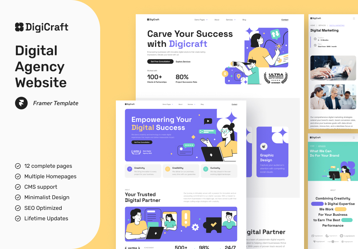 DigiCraft - Digital Agency Website Framer