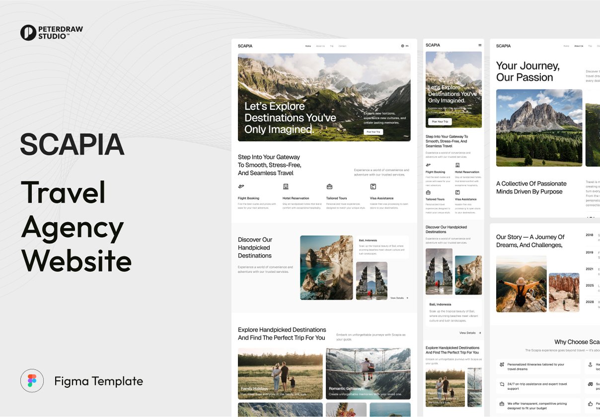 Scapia - Travel Agency Website UI Figma Template