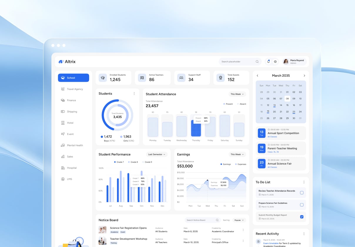 Altrix – Multi-Purpose Dashboard UI Figma Template - Dashboard design asset by ui8