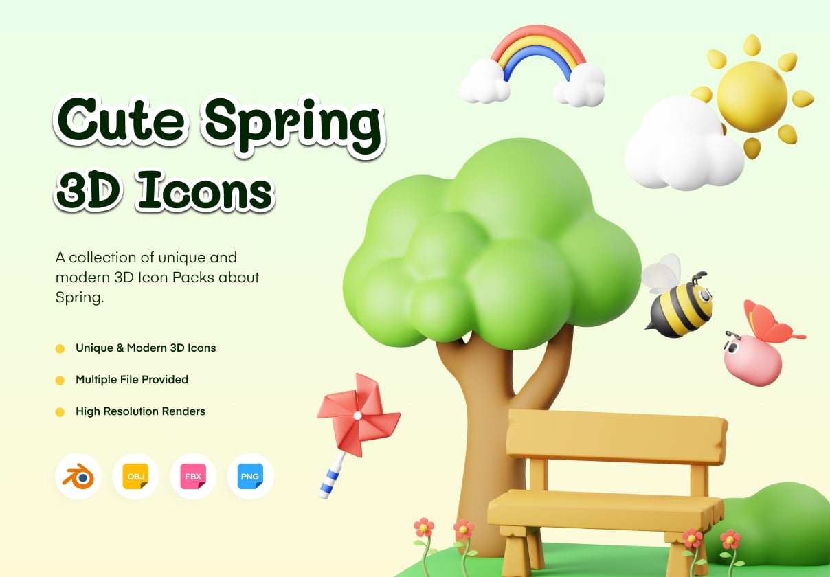 Spring 3D Illustration - Uncategorized design asset by ui8
