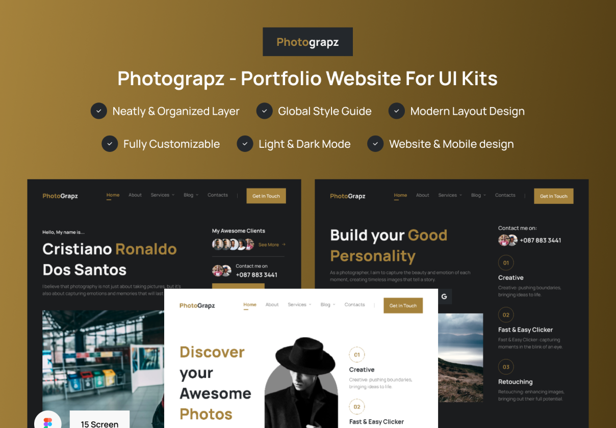 PhotoGrapz - Personal Website Template - Portfolio design asset by ui8