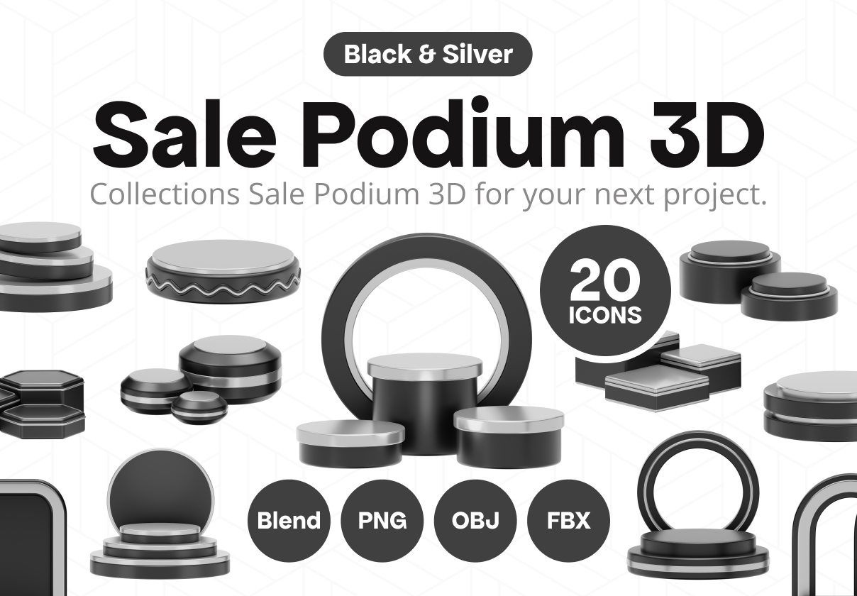 Sale Black Stage Podium 3D - design asset by UI8