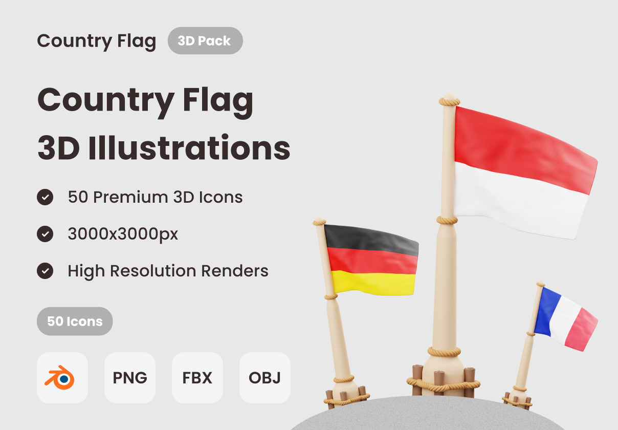 Country Flag 3D Illustration - Uncategorized design asset by ui8