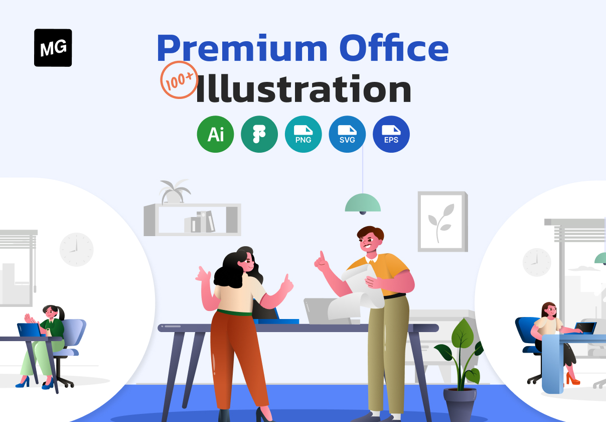 100+ Premium Office Illustration - Uncategorized design asset by ui8