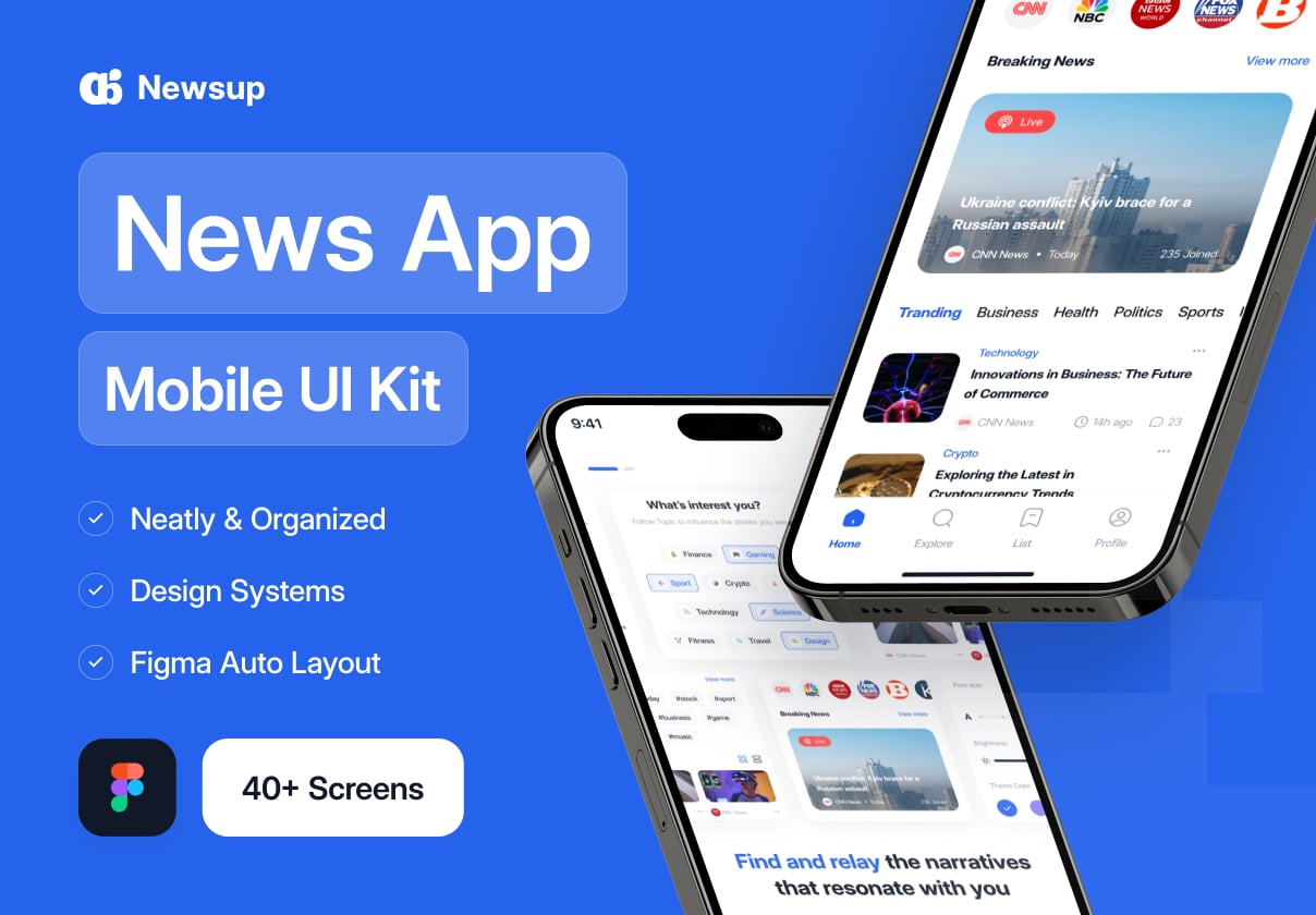 Newsup - News App UI Kit - Mobile, Blog design asset by ui8