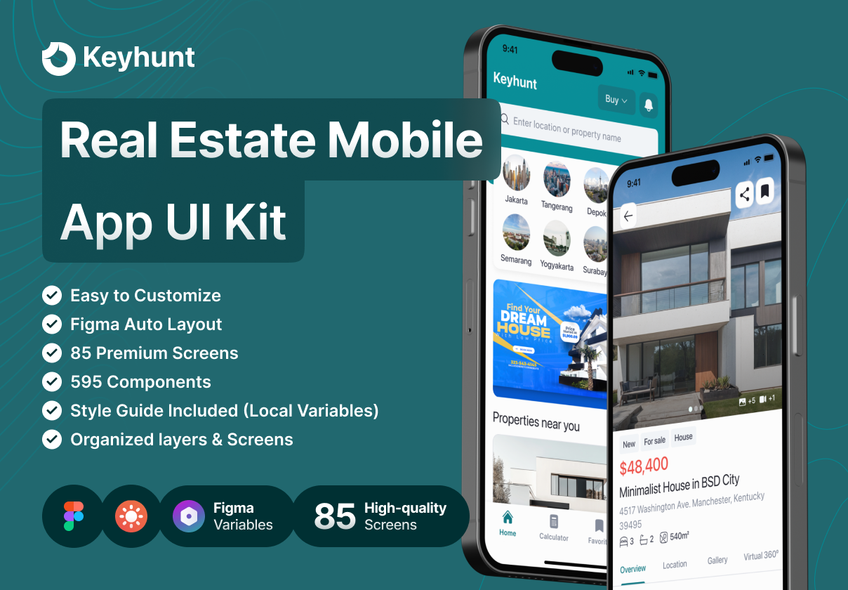 Keyhunt - Real Estate Mobile App UI Kit