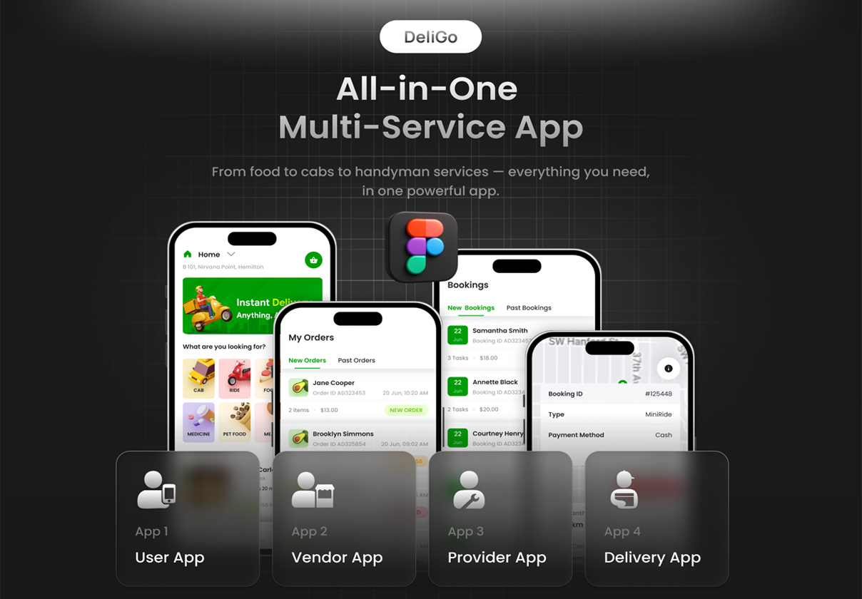 4 Apps | Multi Service App | DeliGo