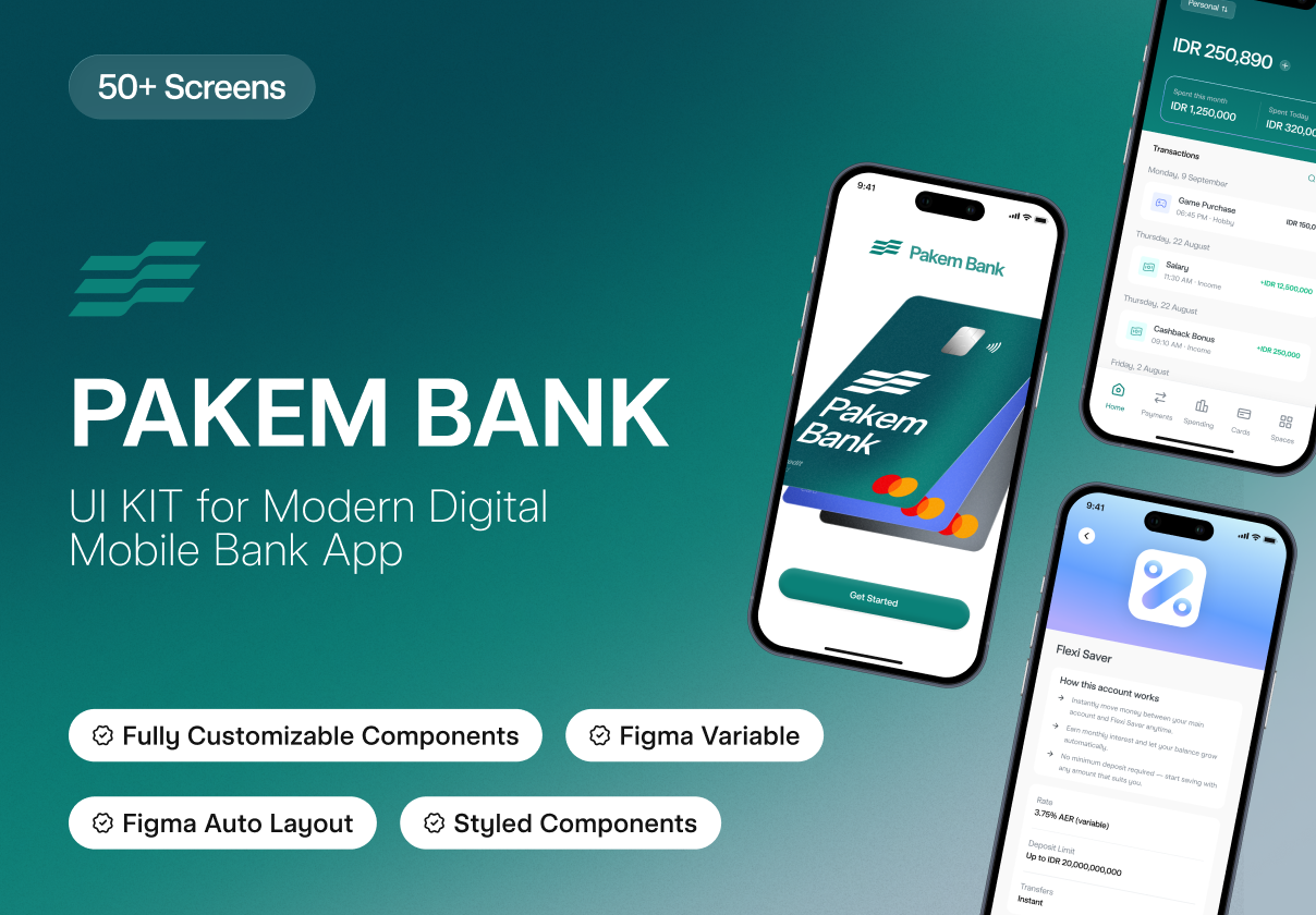 Pakem – Modern Banking & Finance App UI Kit (Mobile App)