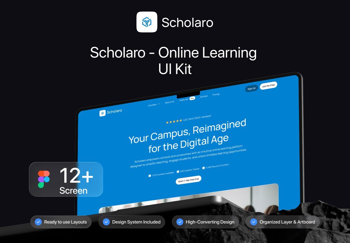 Scholaro - Online Learning Platform Website UI Kit