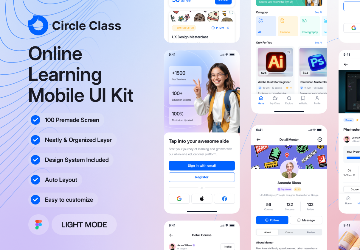 Circle Class - Online Learning UI KIT - Uncategorized design asset by ui8