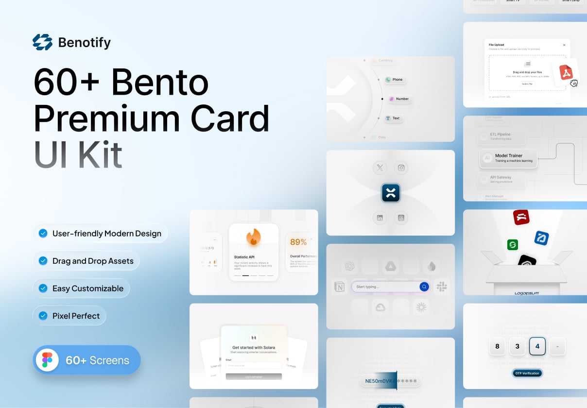 Benotify - Bento Premium Card KIT - Uncategorized design asset by ui8