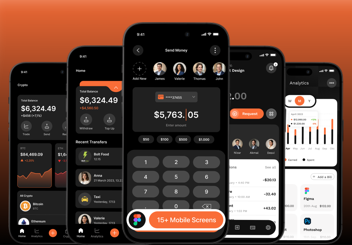 Fintech Finance Manage Mobile UI Kit — Dark Theme - Mobile design asset by ui8