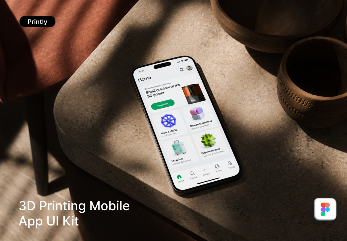 3D Printing Mobile App UI Kit - Mobile design asset by UI8