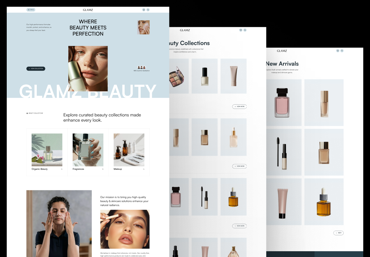 Glamz – Beauty & Cosmetics Website Design UI Kit - design asset by UI8