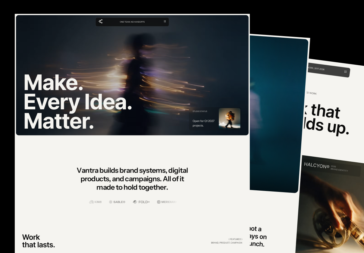 Vantra – Portfolio & Agency Website Template - Portfolio, Agency design asset by UI8