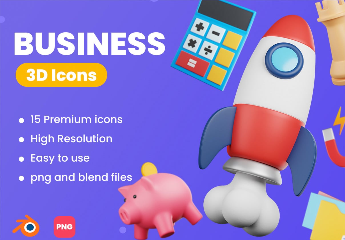 3D Business Icons - Uncategorized design asset by ui8
