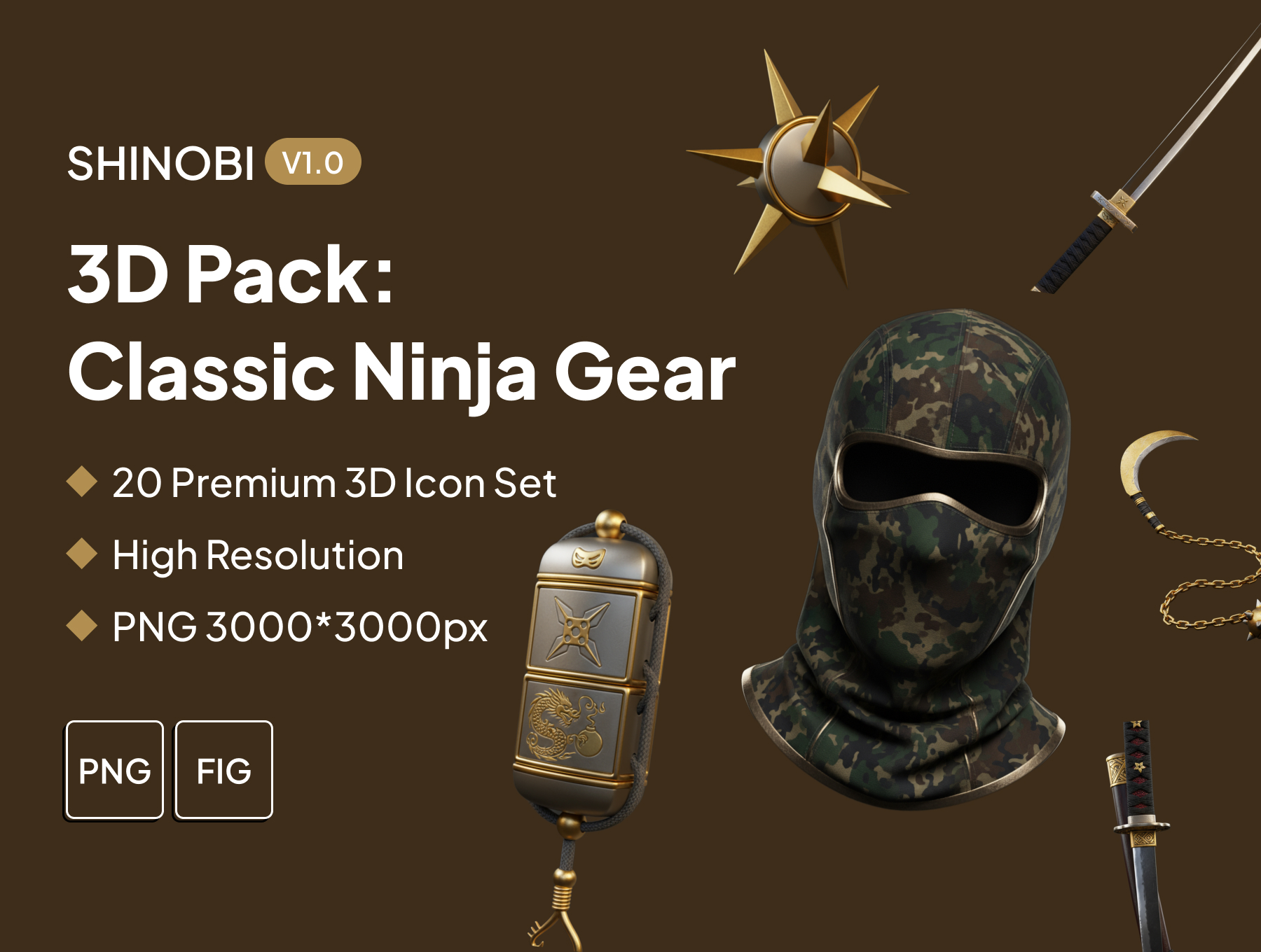 Shinobi 3D Pack: Classic Ninja Gear