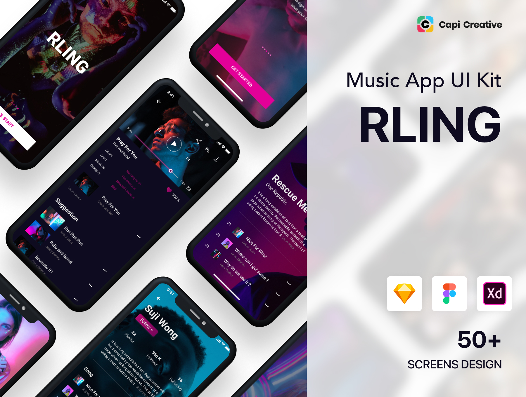 RLing - Amazing Music App UI Kit