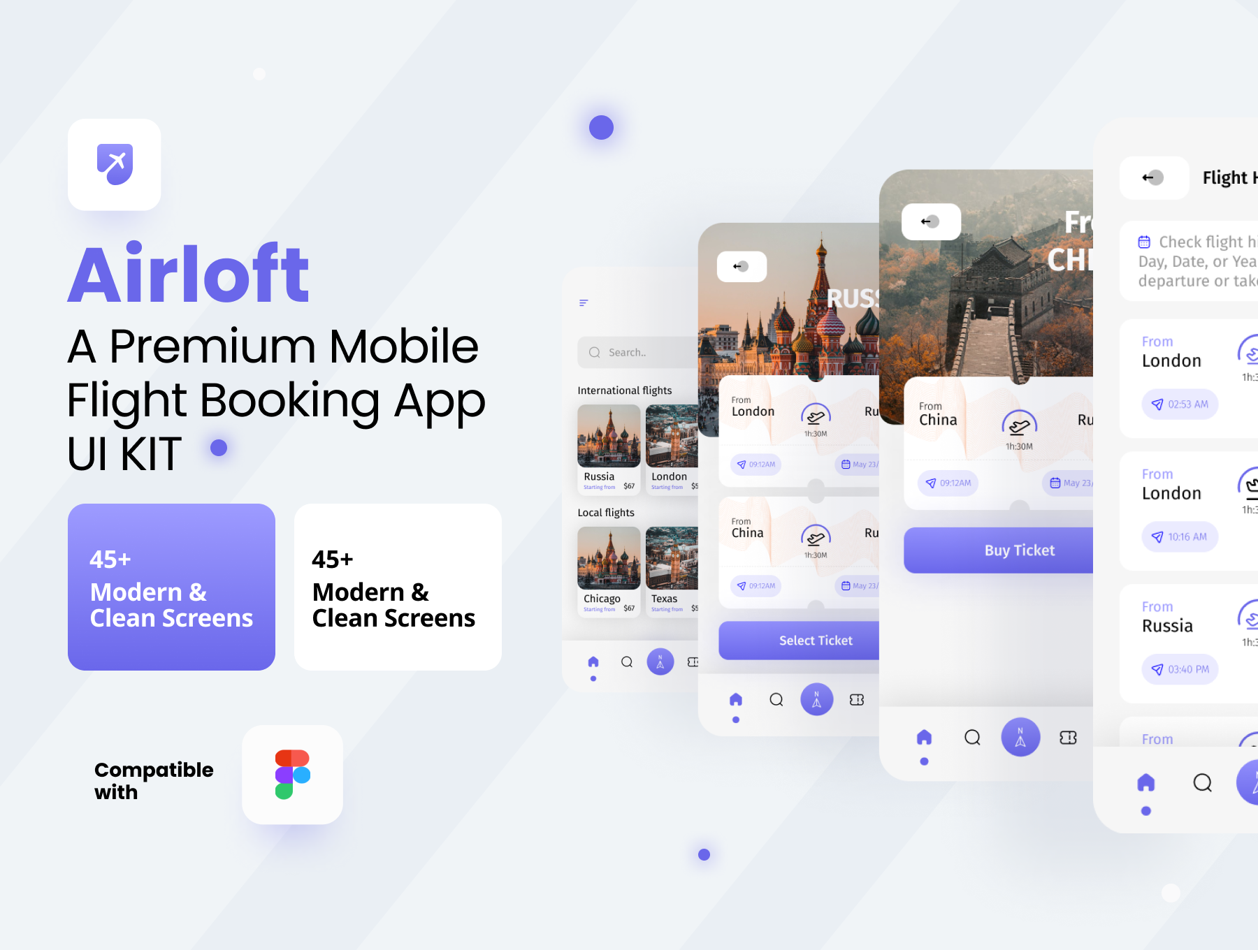 高端航班预订移动App界面素材 Figma格式