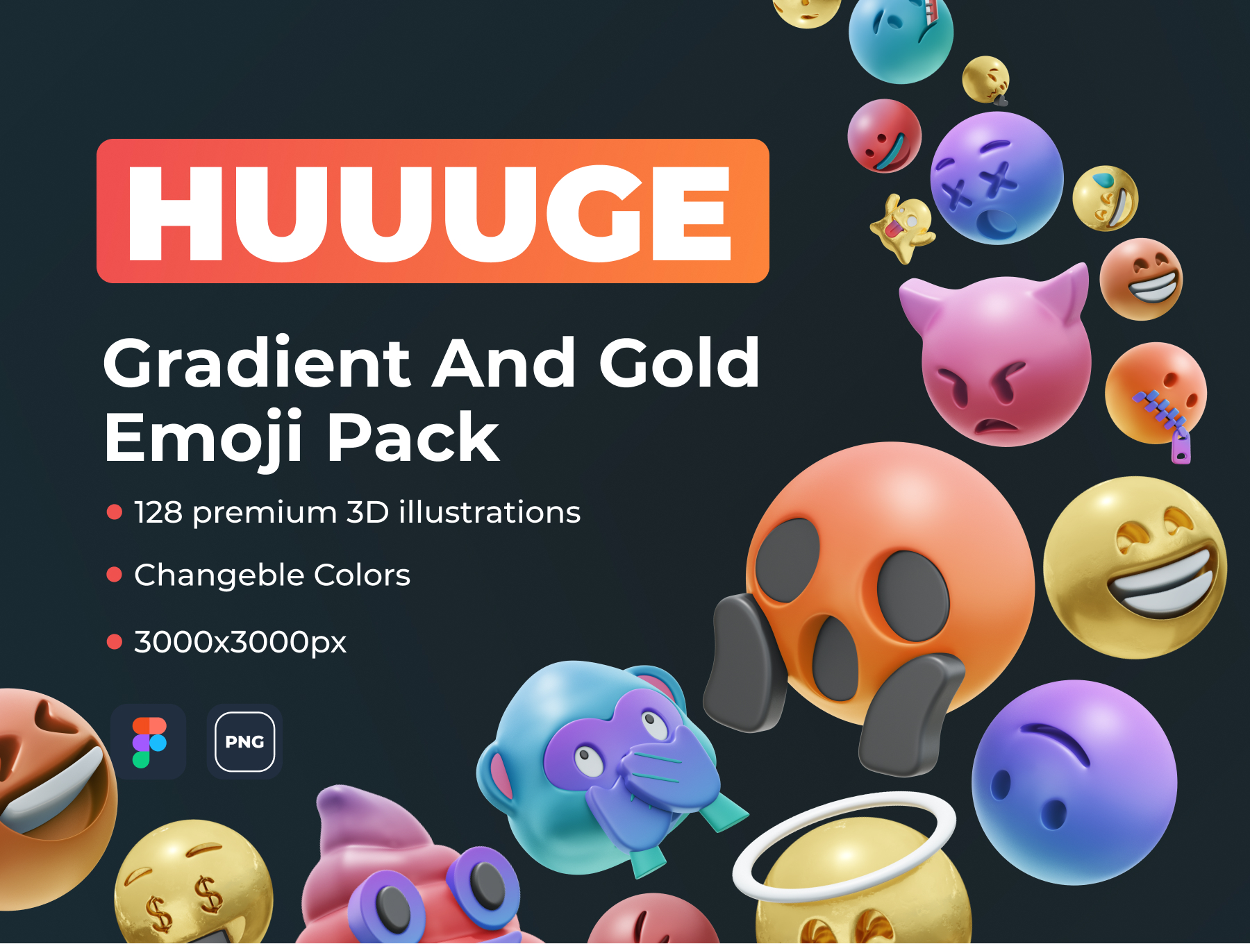 [VIP] HUUUGE Gradient And Gold Emoji 3D Pack