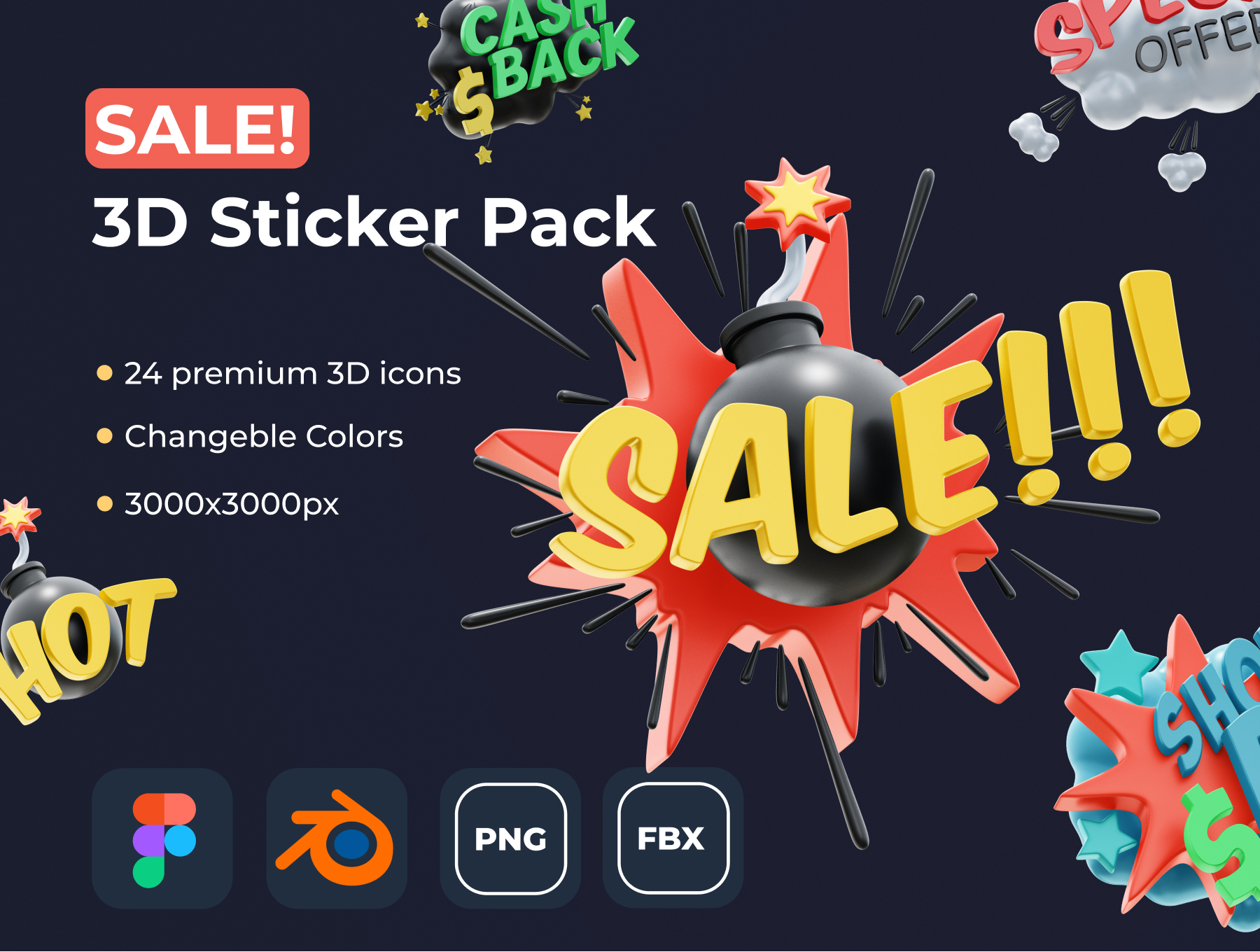 SALE! 3D Sticker Pack
