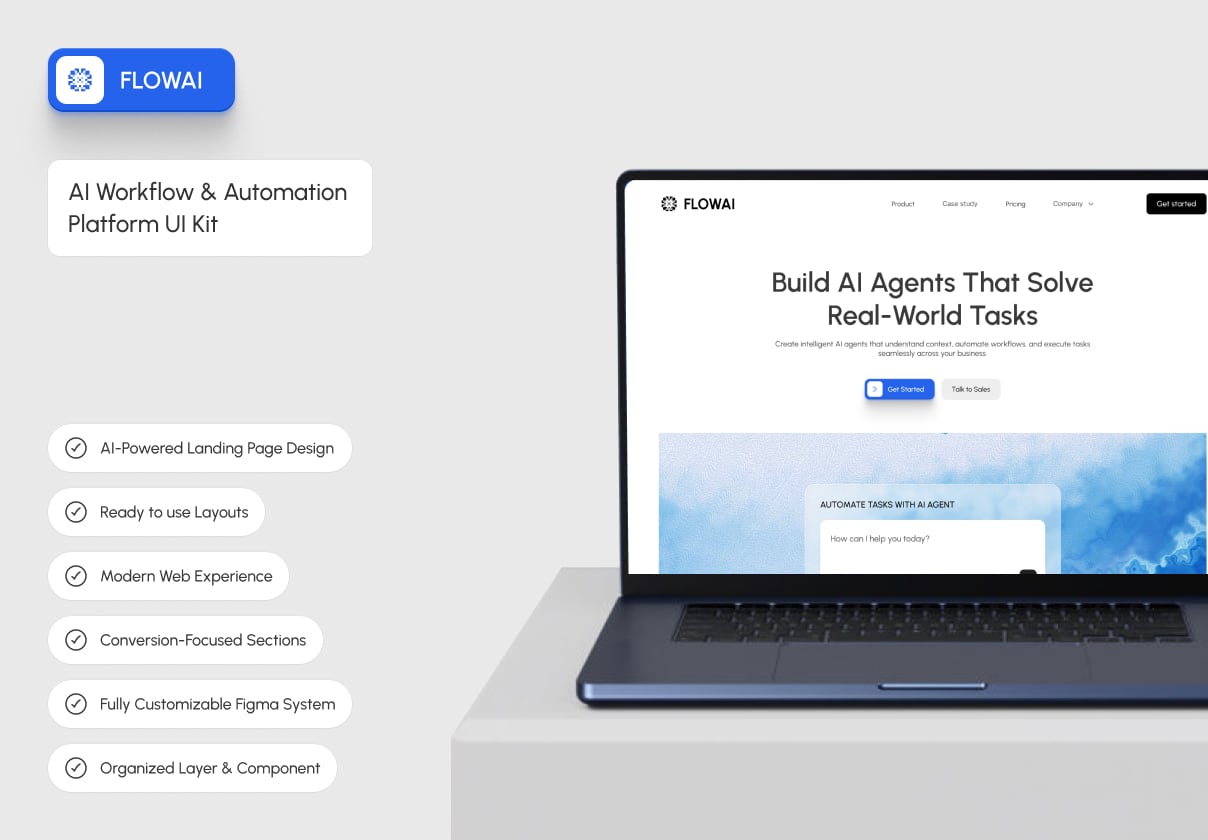 FLOWAI — Premium AI Workflow Automation UI Kit - Uncategorized design asset by ui8