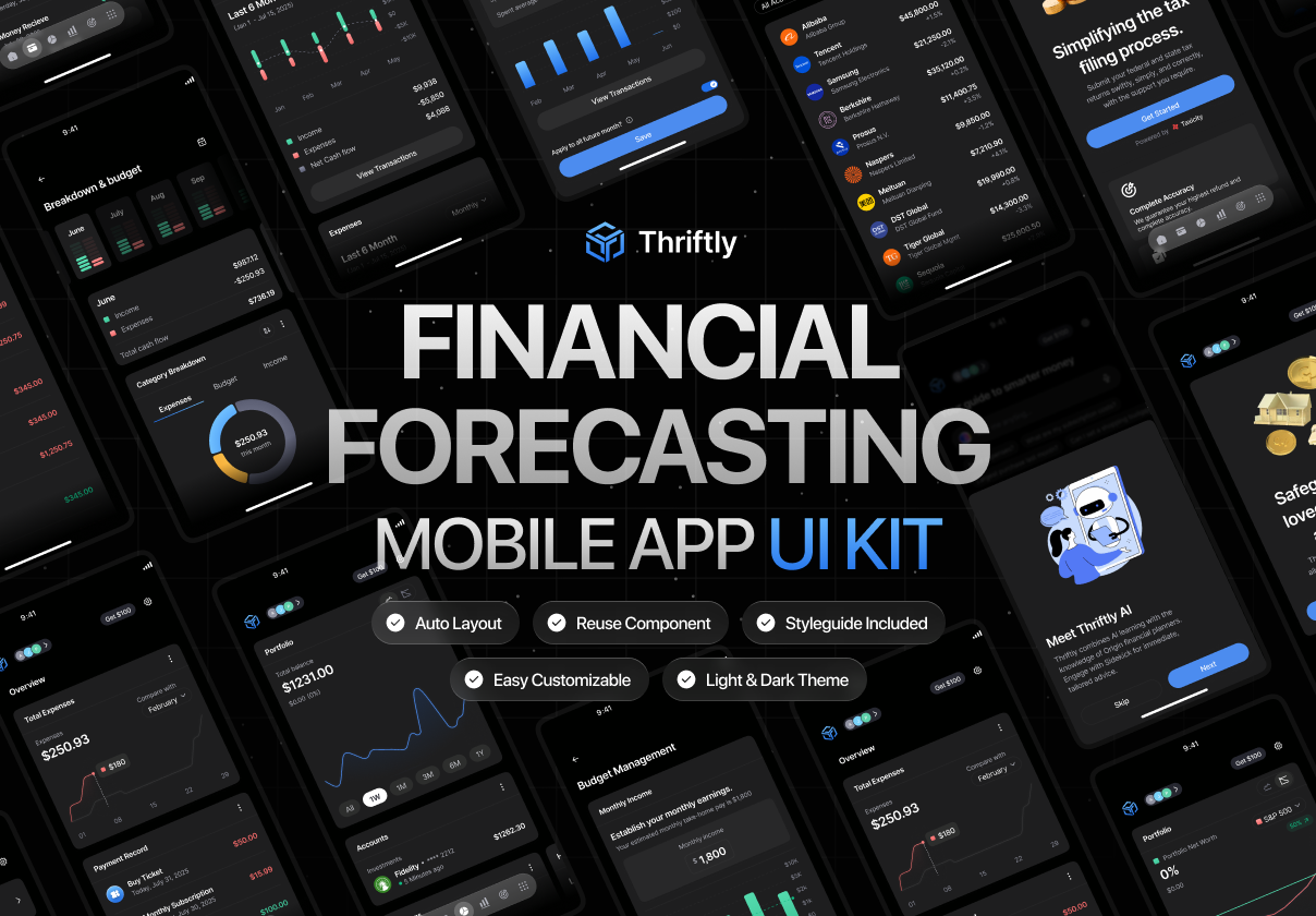 Financial Forecasting Mobile App UI Kit - Thriftly