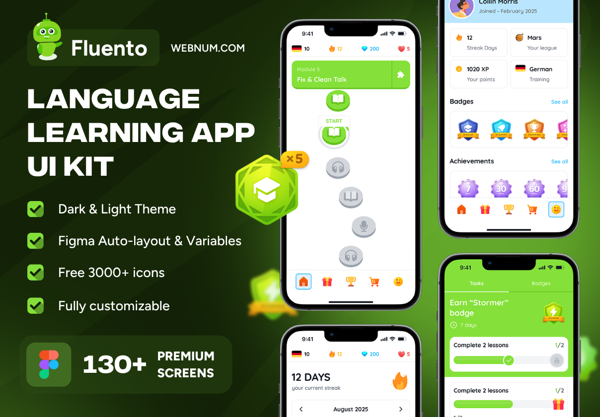 Fluento - Language Learning App Ui Kit