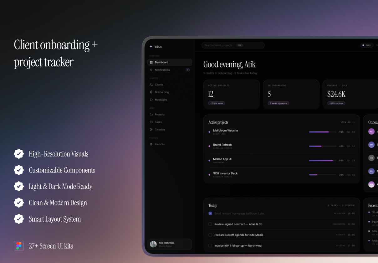 Client onboarding  project tracker - Uncategorized design asset by ui8