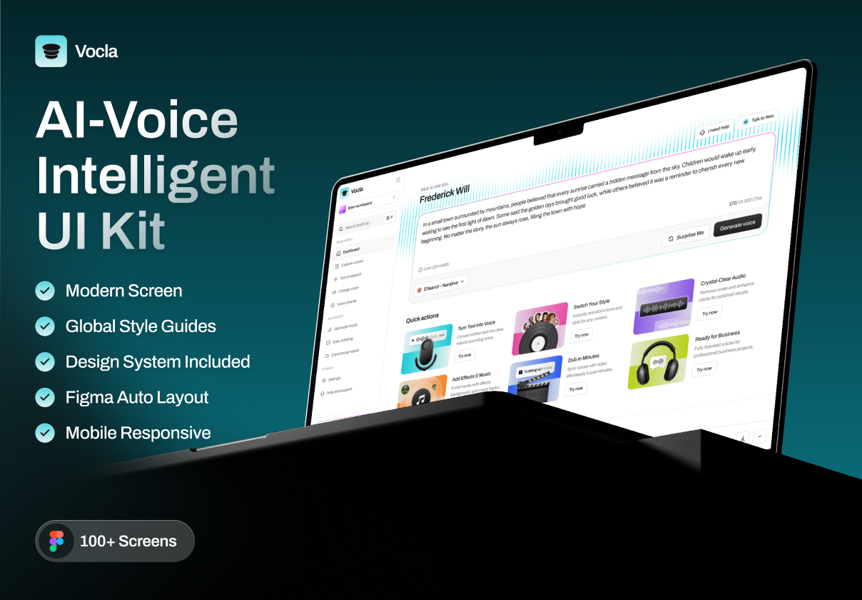 Vocla – AI Voice Intelligent UI Kit