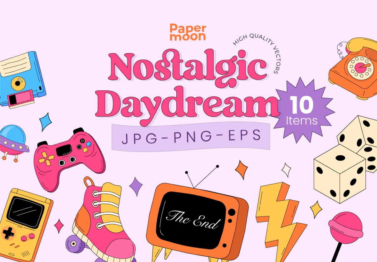 Nostalgic Retro Illustrations - Uncategorized design asset by ui8