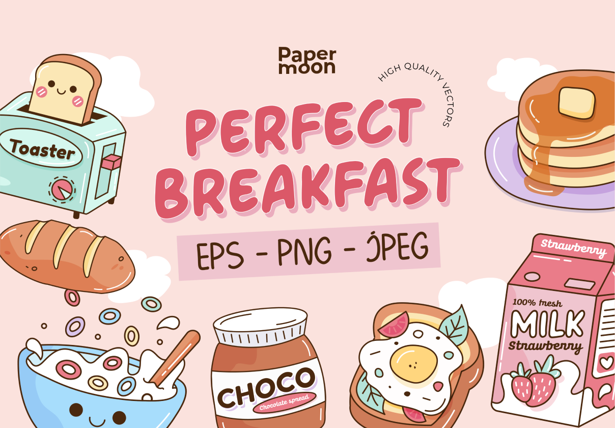 Perfect Breakfast Illustrations Set - Uncategorized design asset by ui8
