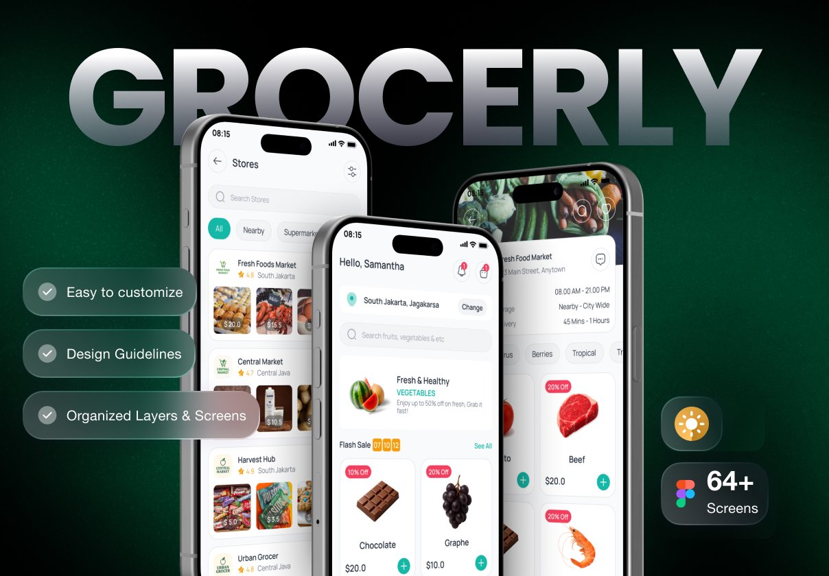 Grocerly - eCommerce Grocery App UI Kit