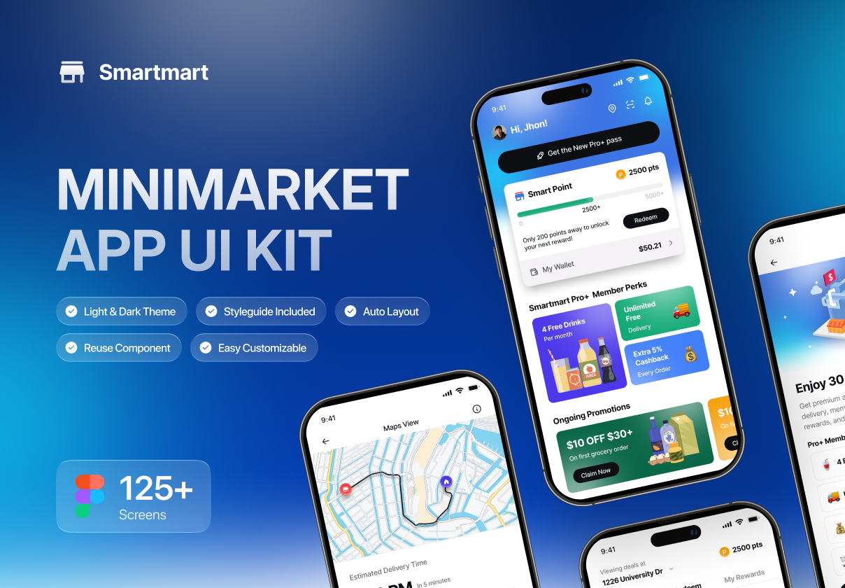 Grocery Shopping Minimarket Mobile App UI Kit - SmartMart