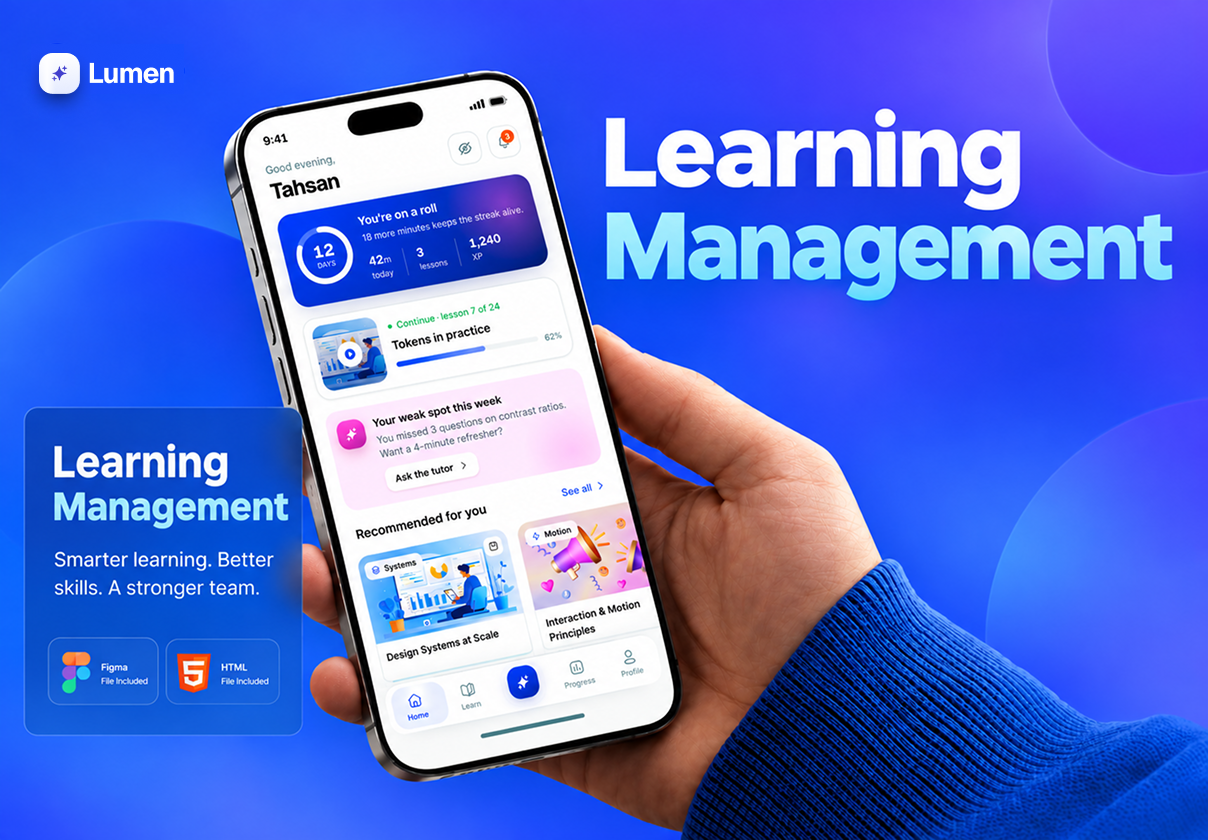 AI Powered Learning Management Mobile App - Mobile design asset by ui8