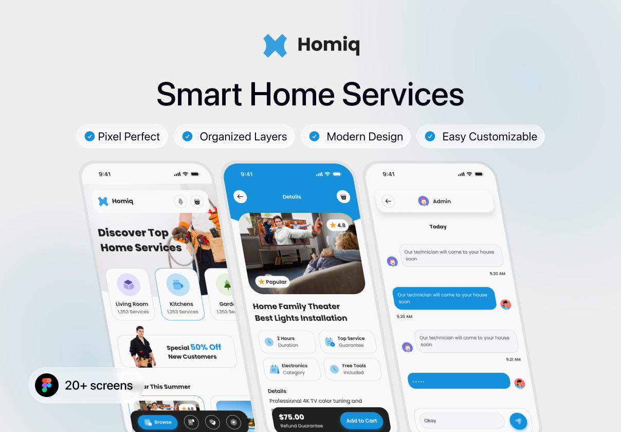 Homiq - Smart Home Services - Uncategorized design asset by ui8