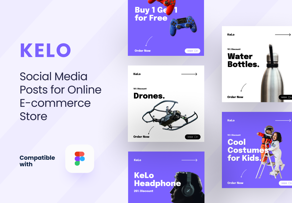 KELO - An Online E-commerce Store - Facebook & Instagram - Ecommerce design asset by ui8