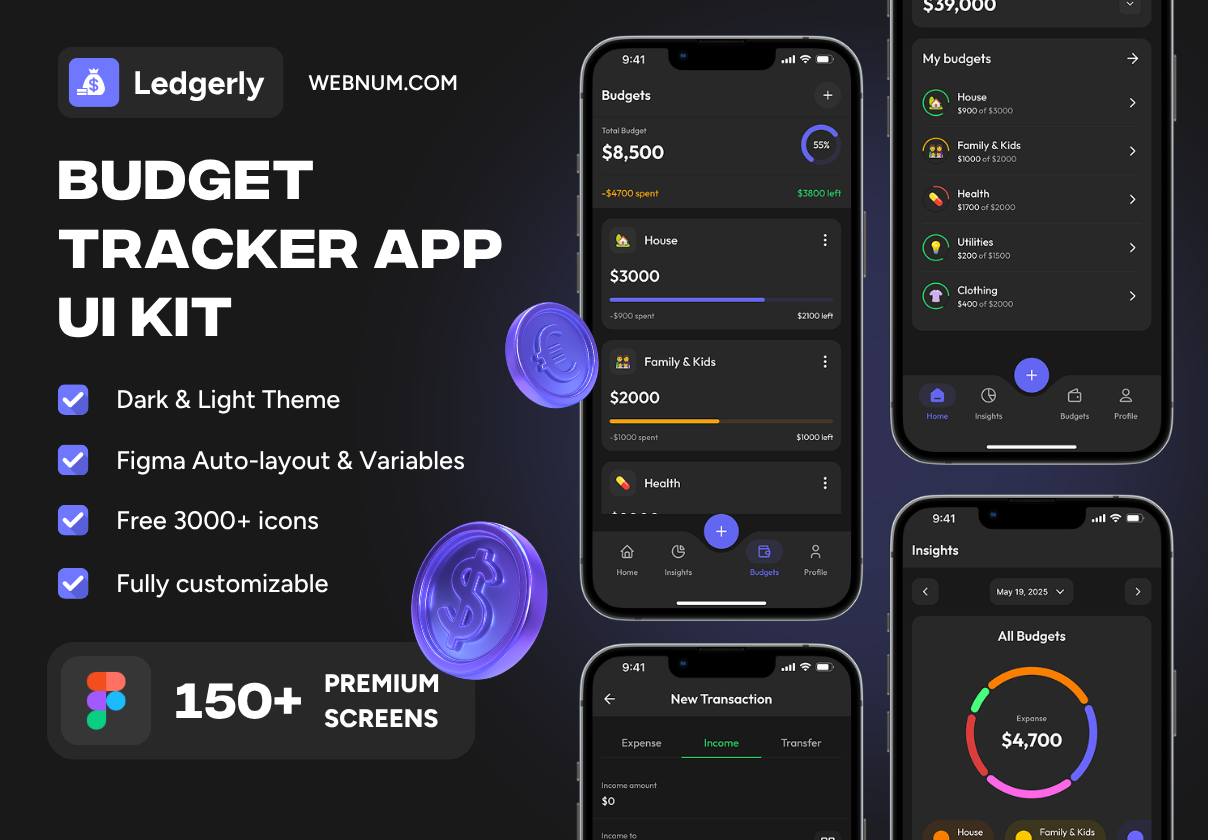 Ledgerly - Budget Tracker App UI Kit