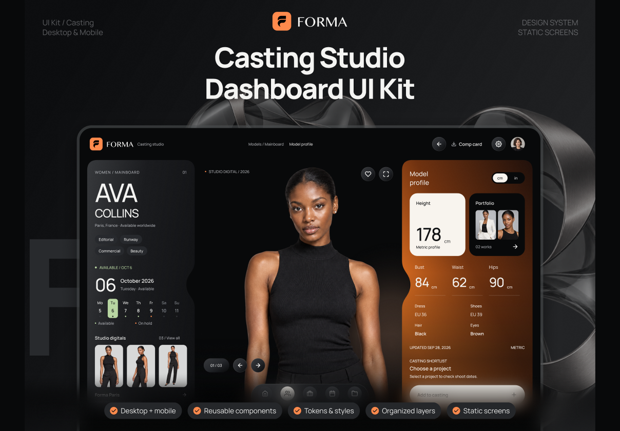 Casting Studio Dashboard UI Kit - Dashboard, Agency design asset by UI8