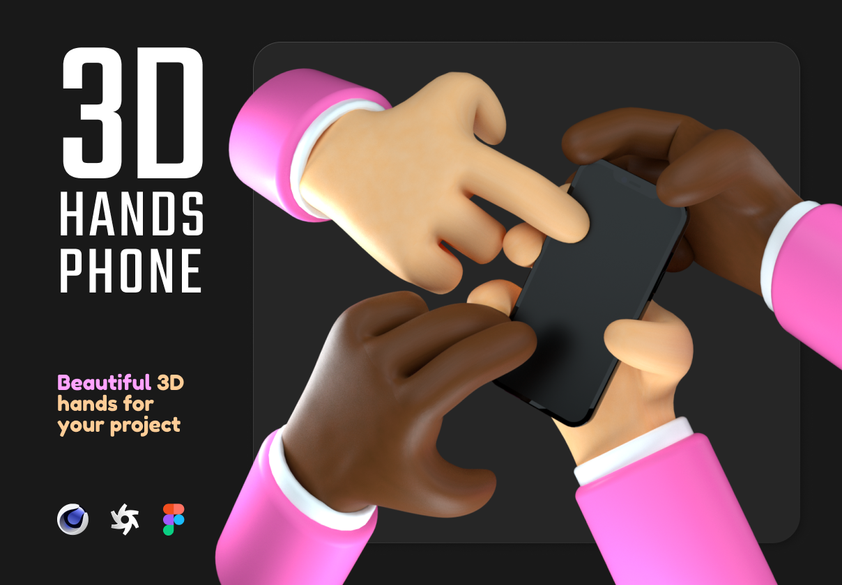 3D hands phone - Uncategorized design asset by ui8