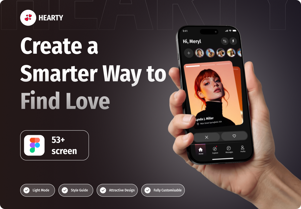 Hearty | Modern Dating App UI Kit for Figma