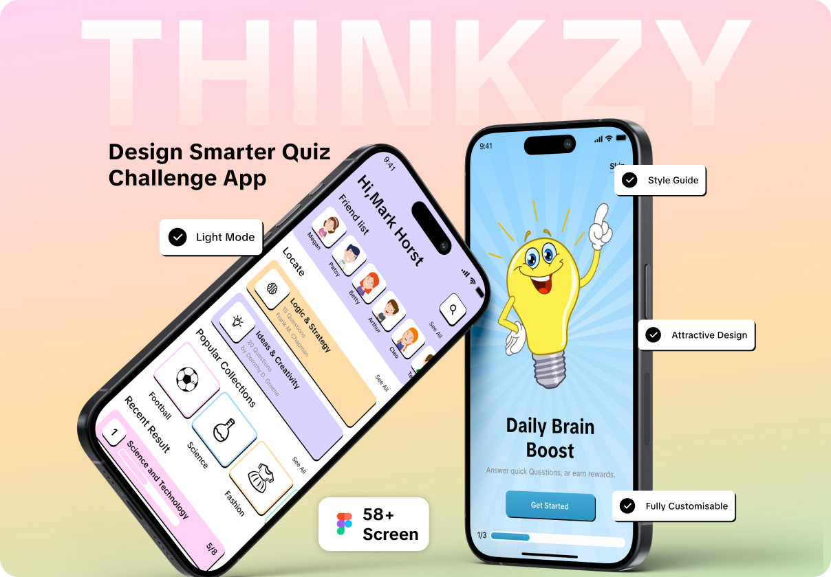 Thinkzy | Quiz Challenge App UI Kit for Figma
