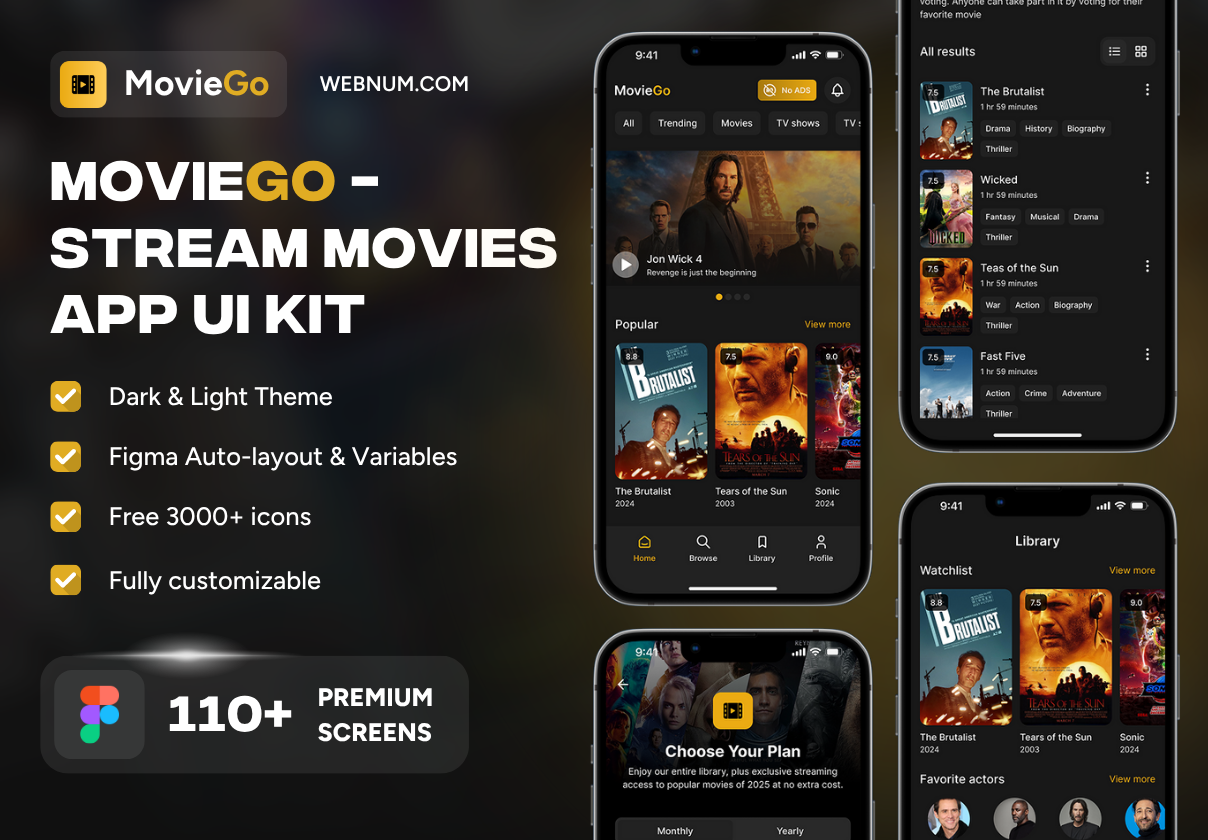 MovieGo - Stream Movies App UI Kit