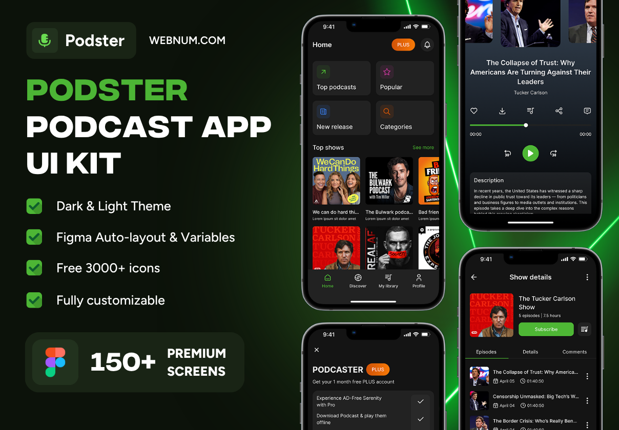 Podster - Podcast App UI Kit