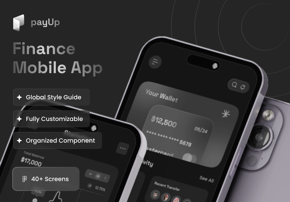 payUp - Finance Mobile App UI Kit - Mobile design asset by UI8