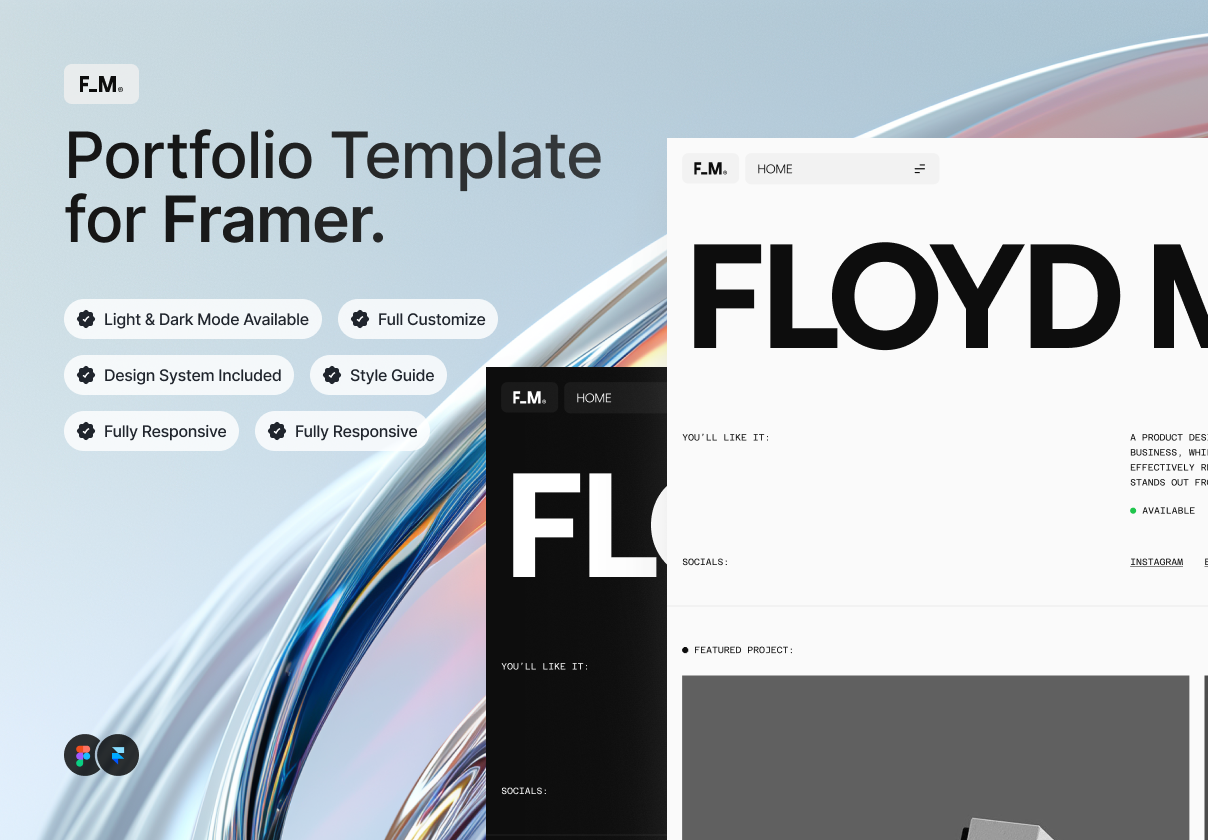 Portfolio Framer template for Product Designer - Portfolio, Ecommerce design asset by ui8