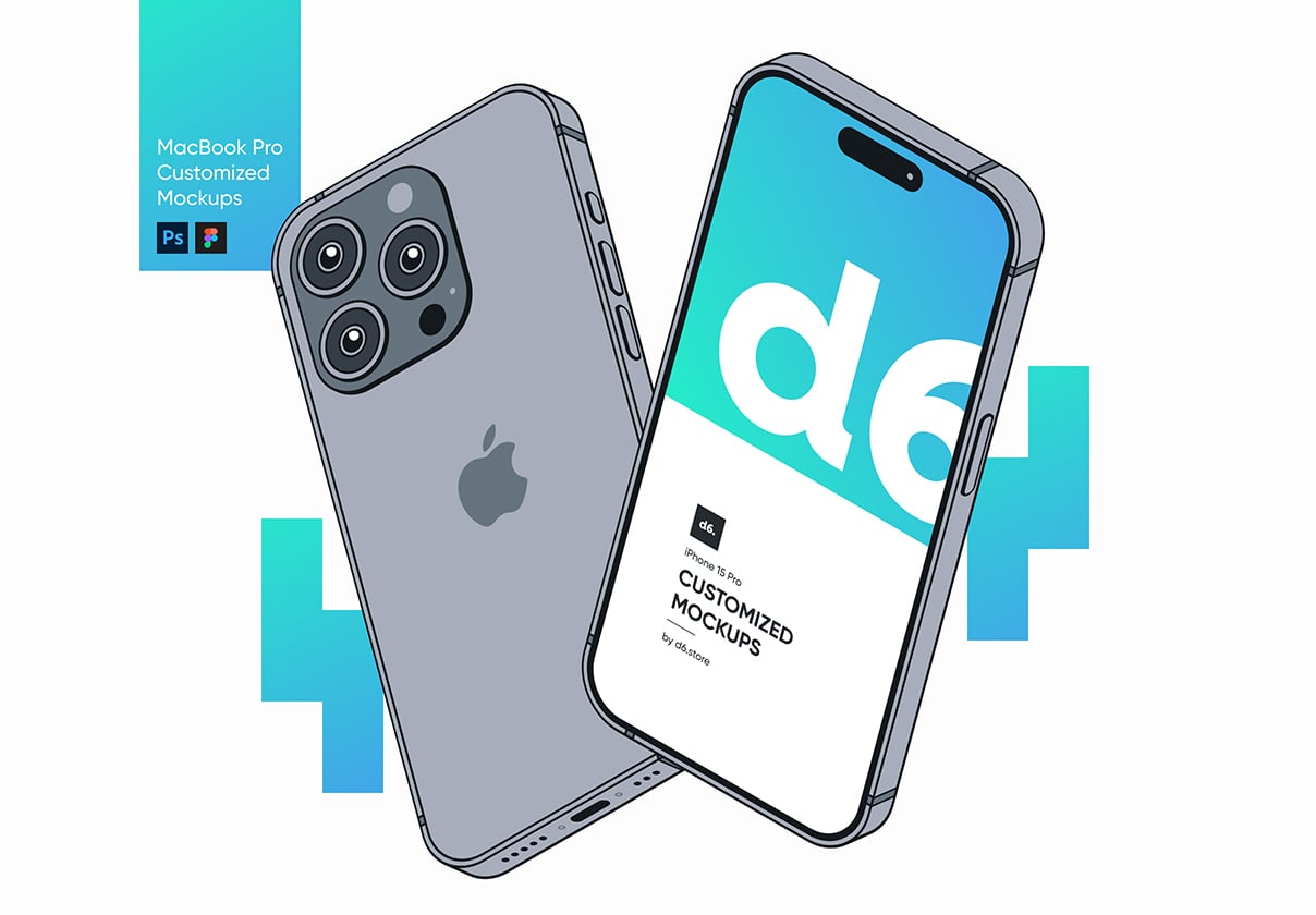 Customizable iPhone 15 Pro Mockups - Uncategorized design asset by ui8